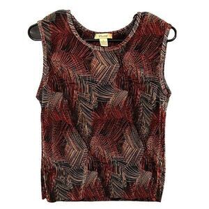 Plisse Women’s Size Large Vintage Sleeveless Tank Blouse Multicolor Y2K Top